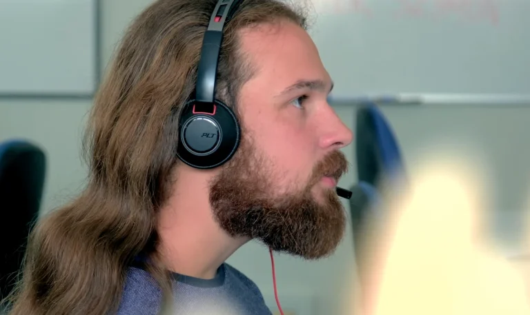 TTMC agent speaking to a caller through a headset